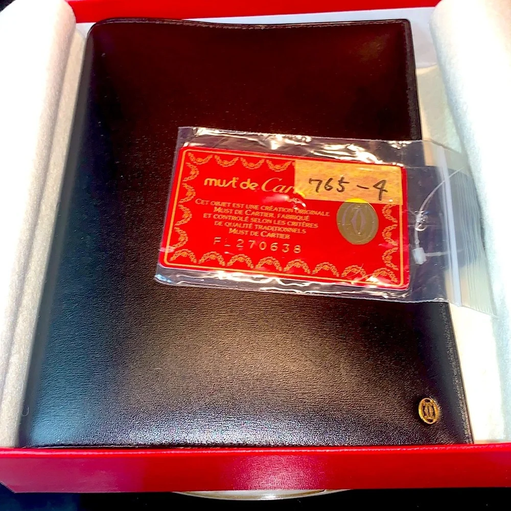 CARTIER AGENDA MUST DE CARTIER BLACK LEATHER VINTAGE NIB